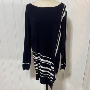 NWT Chico's Navy Ribbed Tunic Sweater Size 3, US Size XL